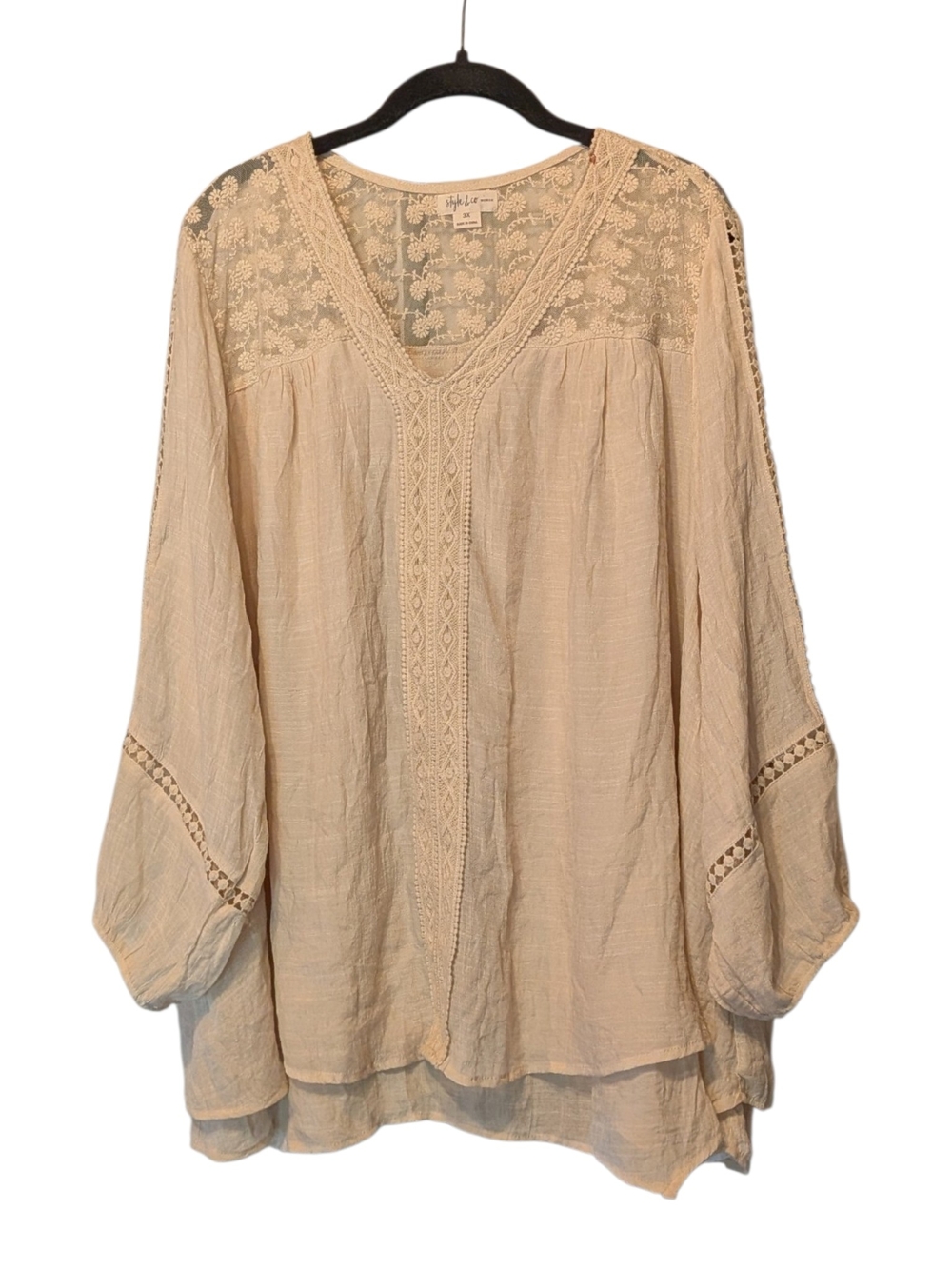 Cottagecore Boho Lace V-Neck Embroidered Women's Top